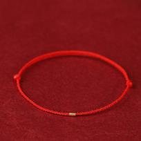 Itin plona 999 gryno aukso raudono siūlo apyrankė ant kulkšnies - Jaučio metai Moters Valentino dienos dovana Bracelet/Anklet + Set red