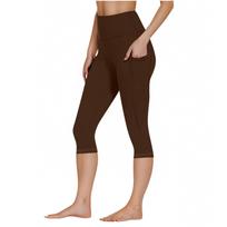Women's High Waist Yoga Capri Pants with Cross Pocket Design Stretchy Athletic Leggings for Running Gym Workout and Casual Wear L kava