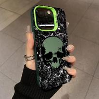 Cool skull for iPhone16 mobile phone case 15promax soft edge hard back 14plus Apple 13 anti-drop apple xsmax gray