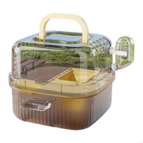 Hamster Travel Cage With Large Interior And Quiet Exercise Wheel For Small Pet Travel and Home Small Animal Use B03E geltona
