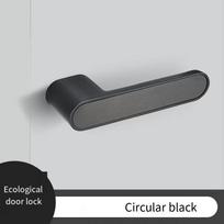 Naujas aukštos estetinės minimalistinio kambario durų užraktas, magnetinis tylus užraktas, medinė durų rankena, minimalistinis stilius Round black
