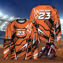 Individualizuojami Off Road Motociklo Ilgomis Rankovėmis Marškinėliai Su Personalizuotu Vairuotojo Vardas Numeris Motokroso 3D Džersis Purvo Dviračių Racing Komandos Apranga 28 oranžinė