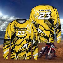 Individualizuojami Off Road Motociklo Ilgomis Rankovėmis Marškinėliai Su Personalizuotu Vairuotojo Vardas Numeris Motokroso 3D Džersis Purvo Dviračių Racing Komandos Apranga XS geltona
