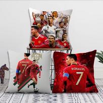 Vikama Cristiano Ronaldo futbolo pagalvės užvalkalas 45x45cm, futbolo žvaigždė svetainės ir miegamojo dekoravimui Peach skin 18*18(CM)-1Pcs gray
