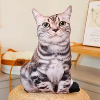 48cm Imitacinis pliušinis katės pagalvės Mielas tikroviškas katės pliušinis žaislas Minkšti kimšti gyvūnai Pagalvėlė Sofos dekoras Animacinis pliušinis žaislas Vaikų dovana gray