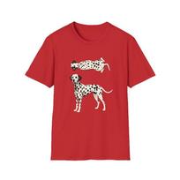 Dalmatijos šunų iliustracijos marškinėliai Dėmėto šuns meno kūrinys Minimalistinis augintinio marškinėlis Vasaros Unisex Laisvi ir kvėpuojantys medvilniniai marškinėliai Viršus S white