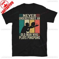 Old Man Ping Pong Retro Vintage T-shirt L beige