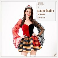 Halloween Costume Adult Grimm's Fairy Tale Queen of Hearts Snow White Queen Dress Stage Dress S
