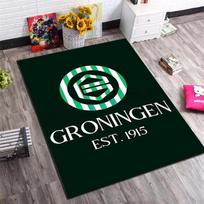 FC Groningen Senovinis Medinis Dryžuotas Kilimas Žalias Baltas Dryžis Futbolo Klubo Logotipas Neslystanti Grindų Kilimėlis Futbolo Gerbėjo Svetainė Namų Dekoras 40x60cm( 15x23in )