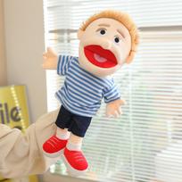 Juokinga lėlė-marionetė 38 cm Šeimos serija Rankinė lėlė Vaidmenų žaidimas Lovos laiko pasakojimo rekvizitas Šeimos žaidimų žaislai Lėlė Edukacinis žaislas 38cm white