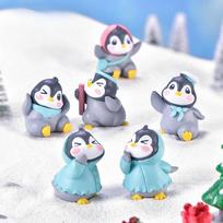 6 vnt. mielų animacinių pingvinų personažų žaislų rinkinys, mini animacinių pingvinų torto papuošimas, žiemos pingvinų figūrėlės, torto dekoracija 6pcs gray
