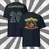 2026 Ispanija Pasaulio Čempionas Marškinėliai Unisex Unisex Vasariniai 100% Medvilnės Drabužiai Mada Per dydį Trumparankoviai Viršutiniai Drabužiai Streetwear Unisex 2XL gray