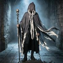 Helovino kostiumo apsiaustas su suplėšytu apdangalu suaugusiųjų vakarėliui ir Cosplay One Size juoda