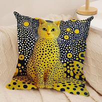 Yayoi Kusama Abstraktaus meno pagalvės užvalkalas Minkštas pliušinis audinys Dvigubai spausdinamas sofos pagalvės užvalkalas Visų sezonų namų dekoravimui Dovana 40cmx40cm(16x16Inch) yellow