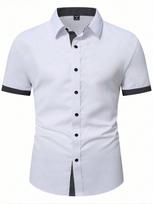 Essential casual short-sleeve striped shirt, comfortable and versatile for daily wear. XL white