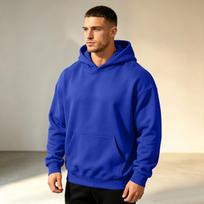 Men's Color Hooded Sweatshirt Casual Pullover for Spring and Fall XL mėlyna
