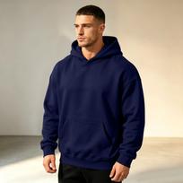 Men's Color Hooded Sweatshirt Casual Pullover for Spring and Fall XXXL tamsiai mėlyna