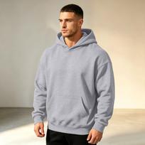 Men's Color Hooded Sweatshirt Casual Pullover for Spring and Fall XXXL šviesiai pilka spalva