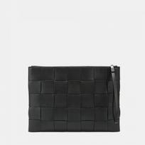 Vyriška pintos odos delninė Minimalistinė per petį nešiojama rankinė Kasdienė laisvalaikio gatvės mada 35x25x1 cm juoda