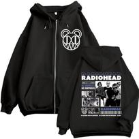 Rock Band Radiohead Zipper Hoodie OK Computer No Surprises Merch Zip Up Sweatshirts Men's Women Gothic Fashion Vintage Pullovers XL juoda