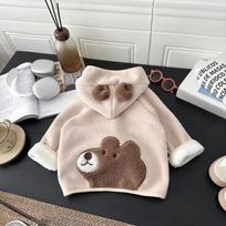 Vaikų žiemos paltas Storas vilnos švarkas Su animacinių gyvūnų gobtuvu Viršutinis drabužis Berniukams Mergaitėms Šilti žiemos vaikiški drabužiai 80cm gray