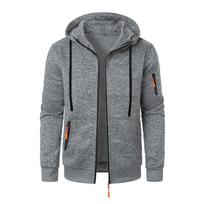 Men's Hooded Sweatshirt with Zipper Pockets for Outdoor Sports and Casual Wear L šviesiai pilka spalva