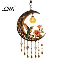 Waterproof Acrylic Balcony Decor Fairy Moon Wind Chime Pendant, Hanging Ornament with Star Pendant & Crystal Decors for Garden Patio, Outdoor 20cm A