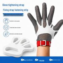 Nerūdijančio plieno vielos pirštinės nuo pjūvių su tvirtinimo dirželiu žuvies pjaustymui White, 10 pieces, 30-micron thickness gray