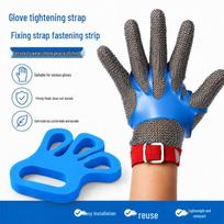 Nerūdijančio plieno vielos pirštinės nuo pjūvių su tvirtinimo dirželiu žuvies pjaustymui Blue, 10 pieces, 30-micron thickness