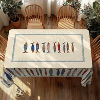 1 vnt. Mėlynos žuvies staltiesė, Jūros tema namų dekoravimui, Vasaros dekoras, Dovana žvejybos mėgėjams, Poliesteris 54*72inch(137cm*183cm） brown