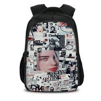 16 colių Billie Eilish kuprinė mokyklai, 3D spausdinta didelės talpos nešiojamojo kompiuterio ir knygų kuprinė mokiniams, lengvas muzikos gerbėjo dienos kuprinukas