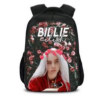16 colių Billie Eilish kuprinė mokyklai, 3D spausdinta didelės talpos nešiojamojo kompiuterio ir knygų kuprinė mokiniams, lengvas muzikos gerbėjo dienos kuprinukas