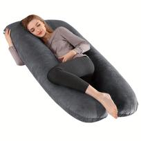 Ergonomiška U formos pagalvė kaklui ir nugarai palaikyti, nėščiųjų kūno pagalvė, miego pagalvėlė biurui, kelionėms, suaugusiems juoda