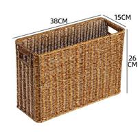 Plona aukšta dėžė su dangčiu Plastikinė pintos stiliaus svetainės kampo sofos šoninės ertmės žurnalų organizatorius Dark Coffee Color, 38x15x26cm beige
