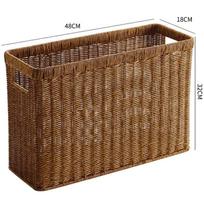 Plona aukšta dėžė su dangčiu Plastikinė pintos stiliaus svetainės kampo sofos šoninės ertmės žurnalų organizatorius Dark Coffee Color, 48x18x32cm