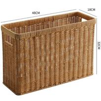 Plona aukšta dėžė su dangčiu Plastikinė pintos stiliaus svetainės kampo sofos šoninės ertmės žurnalų organizatorius Light Coffee Color, 48x18x32cm