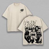 2025 Japanese Fairy Tail Anime Graphic T Shirt Harajuku Washed T-shirt Men Women Clothing Oversized Polyester Short Sleeve Tees S white
