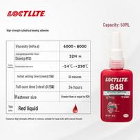 648 Aukštos temperatūros ir alyvai atsparus klijai guoliams, sandarinimui ir pavarų tvirtinimui High-strength Custom 648-50ml Red gray