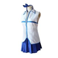 Fairy Tail Lucy Heartfilia Cosplay Costume Full Set, Blue‑White Skirt Outfit for Anime Convention Halloween Party XXL white