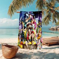 Classic Japanese element cartoon ONE PIECE Monkey D. Luffy beach towel outdoor camping vacation swimming beach towel outdoor absorbent bath towel Y2 70cmx140cm(27x55inch)