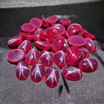 Six-Pointed Star Luminous Ruby Sapphire Emerald Oval Loose Stone 4mm raudona