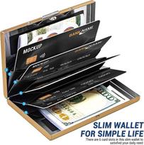 Anti-Scan ANTI RFID Blocking 6 Cards Aluminum Metal ID Bank Credit Card Holder Slim Wallet Case Business Card Protection Holder mėlyna