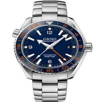 Vyriškas automatinis mechaninis GMT laikrodis juoda keramika pilka