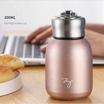Mini mielas 300 ml nerūdijančio plieno vandens butelio termosas, nešiojamasis dvigubas izoliuotas vakuuminis kolba, nepralaidus butelis ryškiai rožinė