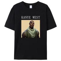Juokingi Kanye West Meme marškinėliai Vyriški vintažiniai hiphopo repo stiliaus marškinėliai Vyriški moteriški medvilniniai trumpomis rankovėmis negabaritiniai marškinėliai gatvės apranga S beige