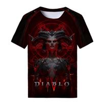 Naujas Žaidimas Diablo 4 3D Spausdinti Marškinėliai Vyrams Moterims Laisvalaikio Mados Gatvės Stiliaus Ypač Dideli Trumpomis Rankovėmis Marškinėliai Vaikams T-shirt Viršutiniai Drabužiai 5XL raudona