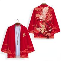 Japoniški tradiciniai drabužiai 3D drakono rašto kimonas vyriška kardigano retro samurajaus paplūdimio oversized kardigano yukata 5XL brown