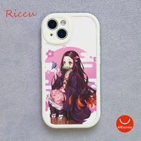 Anime Demon Slayer Kamado Nezuko telefono dėklas, skirtas Iphone 14 13 11 12 Pro MAX 12 MiNi 7 8 plius XS XR, ėriuko oda, apsauginiai dangteliai iphone 12Mini white