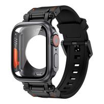 Dėklas+Minkštas dirželis Apple Watch Ultra 2 Juosta 49mm 45mm 44mm Metalinis Nerūdijančio Plieno Jungtis TPU Apyrankė Iwatch 9 8 7 6 SE 5 4 44MM gray
