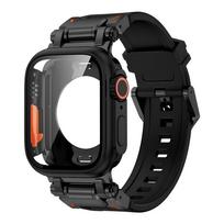 Dėklas+Minkštas dirželis Apple Watch Ultra 2 Juosta 49mm 45mm 44mm Metalinis Nerūdijančio Plieno Jungtis TPU Apyrankė Iwatch 9 8 7 6 SE 5 4 45MM juoda